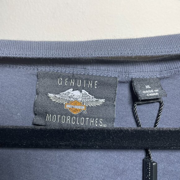 NWT Women's XL Harley Davidson Gray/Blue Winged Cross Short Sleeve T-Shirt - Picture 2 of 7